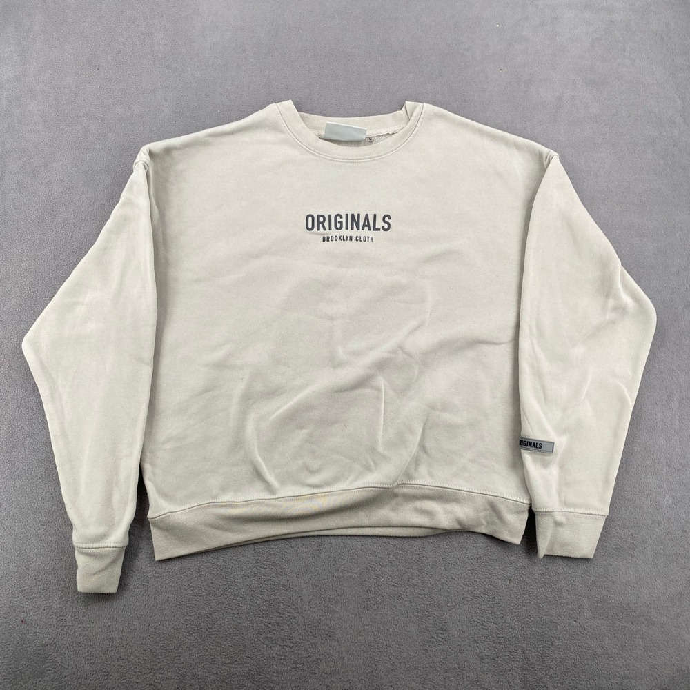 Brooklyn Cloth Originals Mens Medium Tan Fleece Sweatshirt Graphic Crewneck 8888